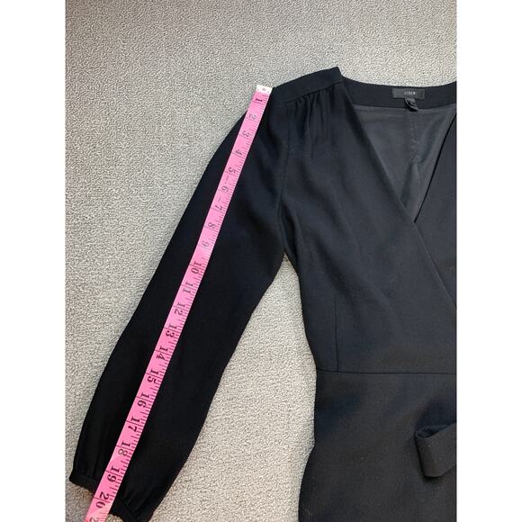 J Crew Crepe Wrap Dress Long Sleeve Career Classic Wardrobe Staple Black Size 0 - Picture 11 of 11